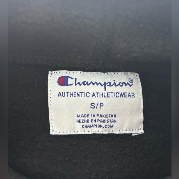 Champion Women’s High Neck Bkack Hoodie with Grey Wool Lettering-Size S - Picture 5 of 5